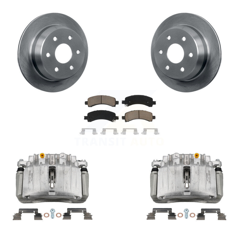 Rear Disc Brake Caliper Rotors And Ceramic Pad Kit For 2002 Chevrolet Avalanche 1500 4WD KC8-100374C