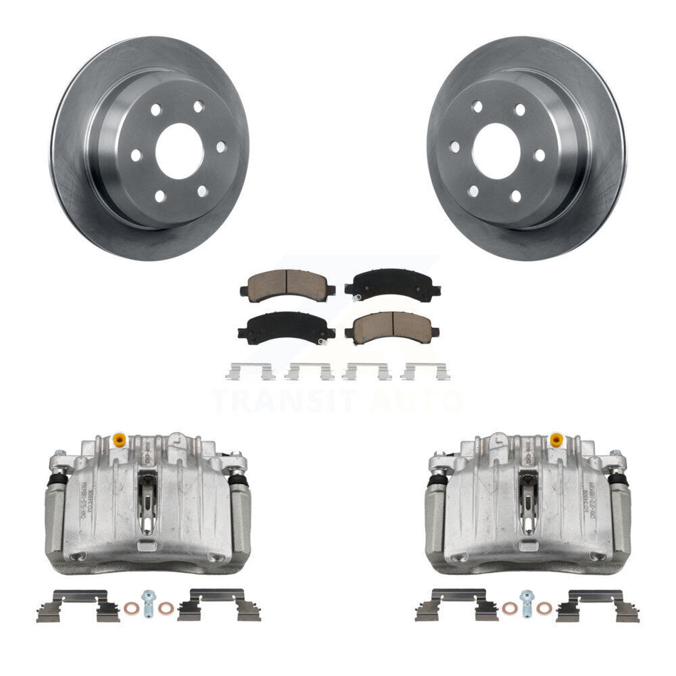 Rear Disc Brake Caliper Rotors And Ceramic Pad Kit For 2002 Chevrolet Avalanche 1500 4WD KC8-100374C
