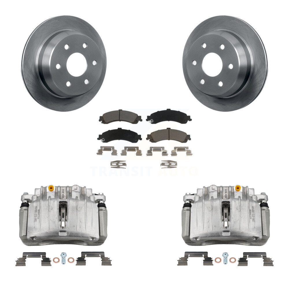 Rear Disc Brake Caliper Rotors And Ceramic Pads Kit For 2002 Chevrolet Suburban 1500 4WD KC8-100375C