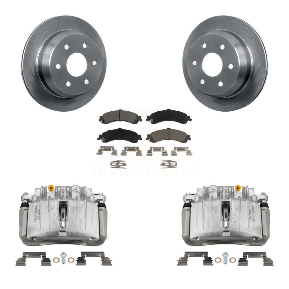 Rear Disc Brake Caliper Rotors And Ceramic Pads Kit For 2002 Chevrolet Suburban 1500 4WD KC8-100375C