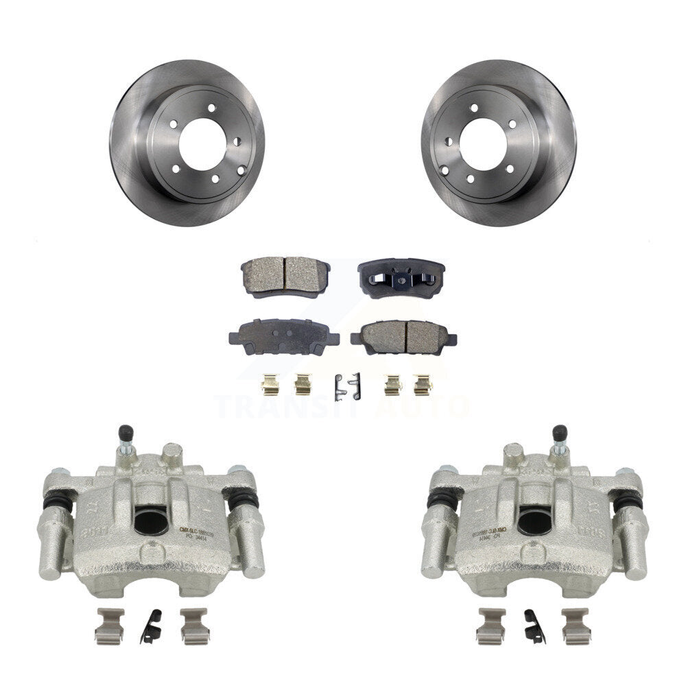 Rear Disc Brake Caliper Rotors And Semi-Metallic Pads Kit For Jeep Dodge Patriot Chrysler Compass Avenger 200 Caliber Sebring Mitsubishi Lancer KC8-100375P by Transit Auto