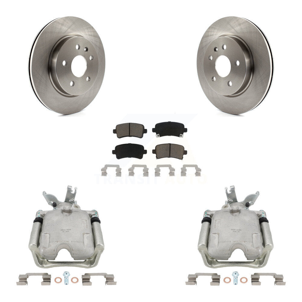 Rear Disc Brake Caliper Rotors And Ceramic Pads Kit For 2014-2015 Chevrolet Malibu 2.0L with Turbocharged With 17" Factory Wheels KC8-100377C by Transit Auto