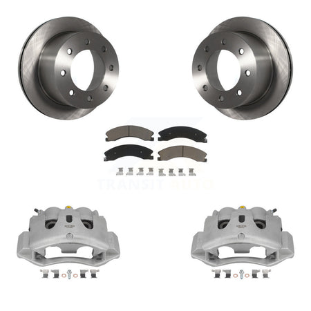 Rear Disc Brake Caliper Rotor Ceramic Pad Kit For GMC Sierra 3500 HD Chevrolet Silverado KC8-100379C