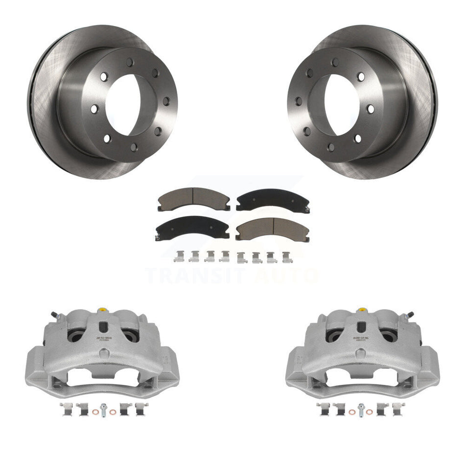 Rear Disc Brake Caliper Rotor Ceramic Pad Kit For GMC Sierra 3500 HD Chevrolet Silverado KC8-100379C