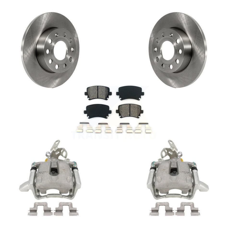 Rear Disc Brake Caliper Rotors And Semi-Metallic Pads Kit For Volkswagen Jetta Rabbit KC8-100379S by Transit Auto