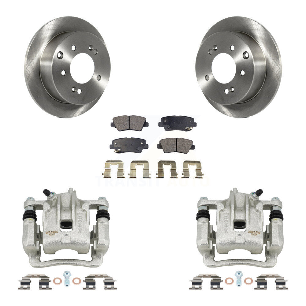 Rear Disc Brake Caliper Rotors And Semi-Metallic Pads Kit For 2010-2013 Kia Soul KC8-100380P