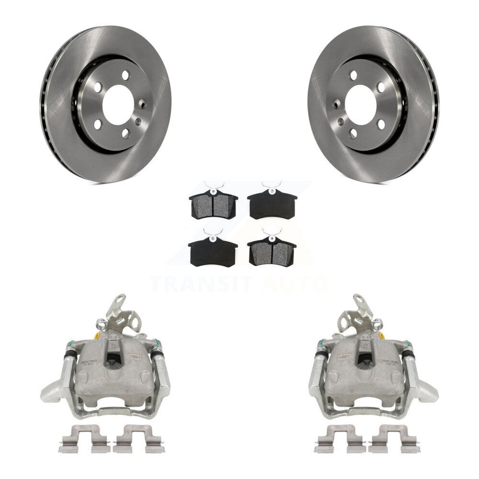 Rear Disc Brake Caliper Rotors And Semi-Metallic Pads Kit For 2005 Volkswagen Jetta 2.5L With 256mm Diameter Rotor 7th 8th Digit Of VIN Is "9M" Or "1J" KC8-100381S by Transit Auto