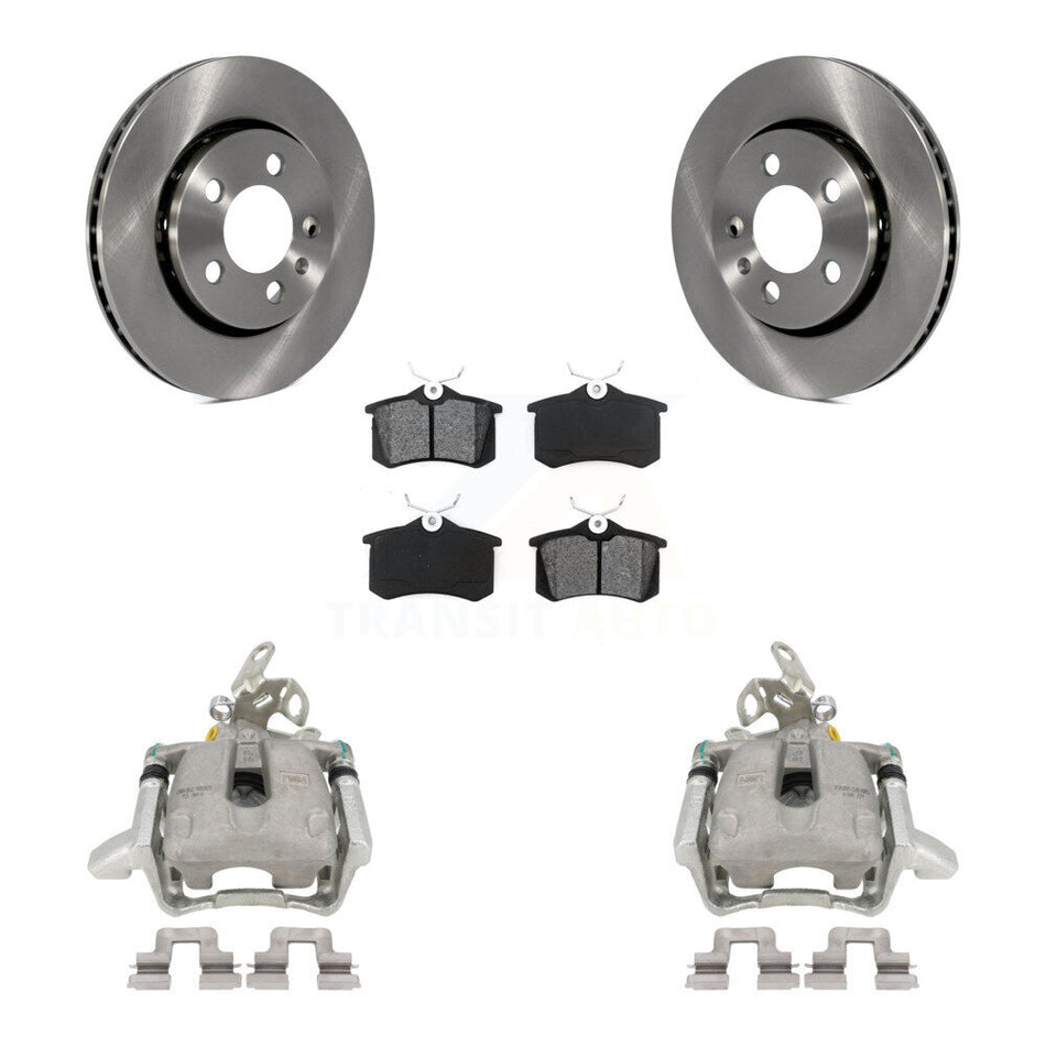 Rear Disc Brake Caliper Rotors And Semi-Metallic Pads Kit For 2005 Volkswagen Jetta 2.5L With 256mm Diameter Rotor 7th 8th Digit Of VIN Is "9M" Or "1J" KC8-100381S