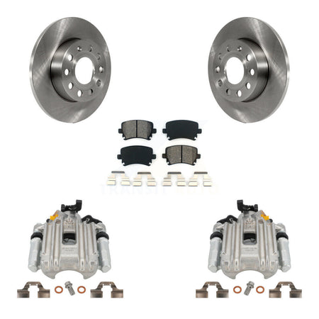 Rear Disc Brake Caliper Rotors And Semi-Metallic Pads Kit For Volkswagen Jetta With 260mm Diameter Rotor 7th 8th Digit Of VIN Is "1K" KC8-100384S by Transit Auto