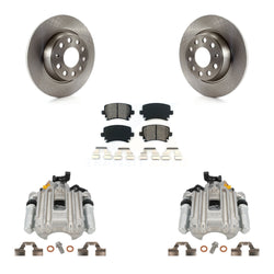 Rear Disc Brake Caliper Rotors And Semi-Metallic Pads Kit For Volkswagen Jetta With 286mm Diameter Rotor 7th 8th Digit Of VIN Is "1K" KC8-100385S