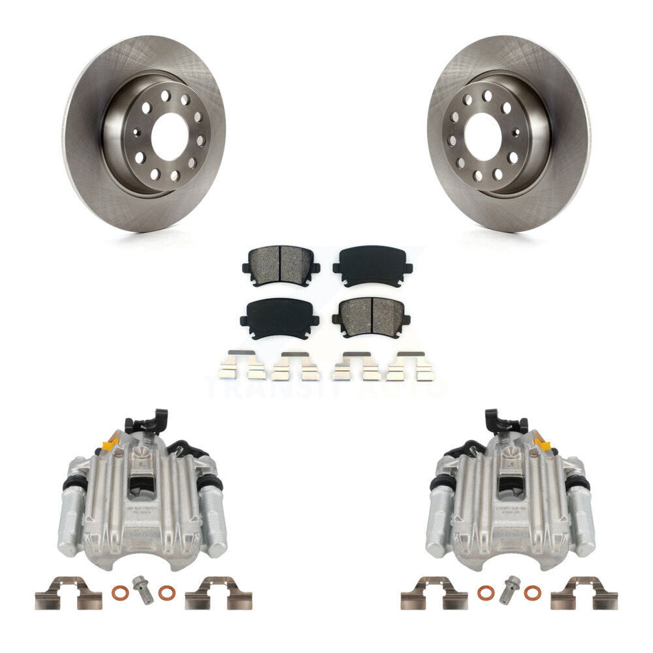 Rear Disc Brake Caliper Rotors And Semi-Metallic Pads Kit For Volkswagen Jetta With 286mm Diameter Rotor 7th 8th Digit Of VIN Is "1K" KC8-100385S by Transit Auto