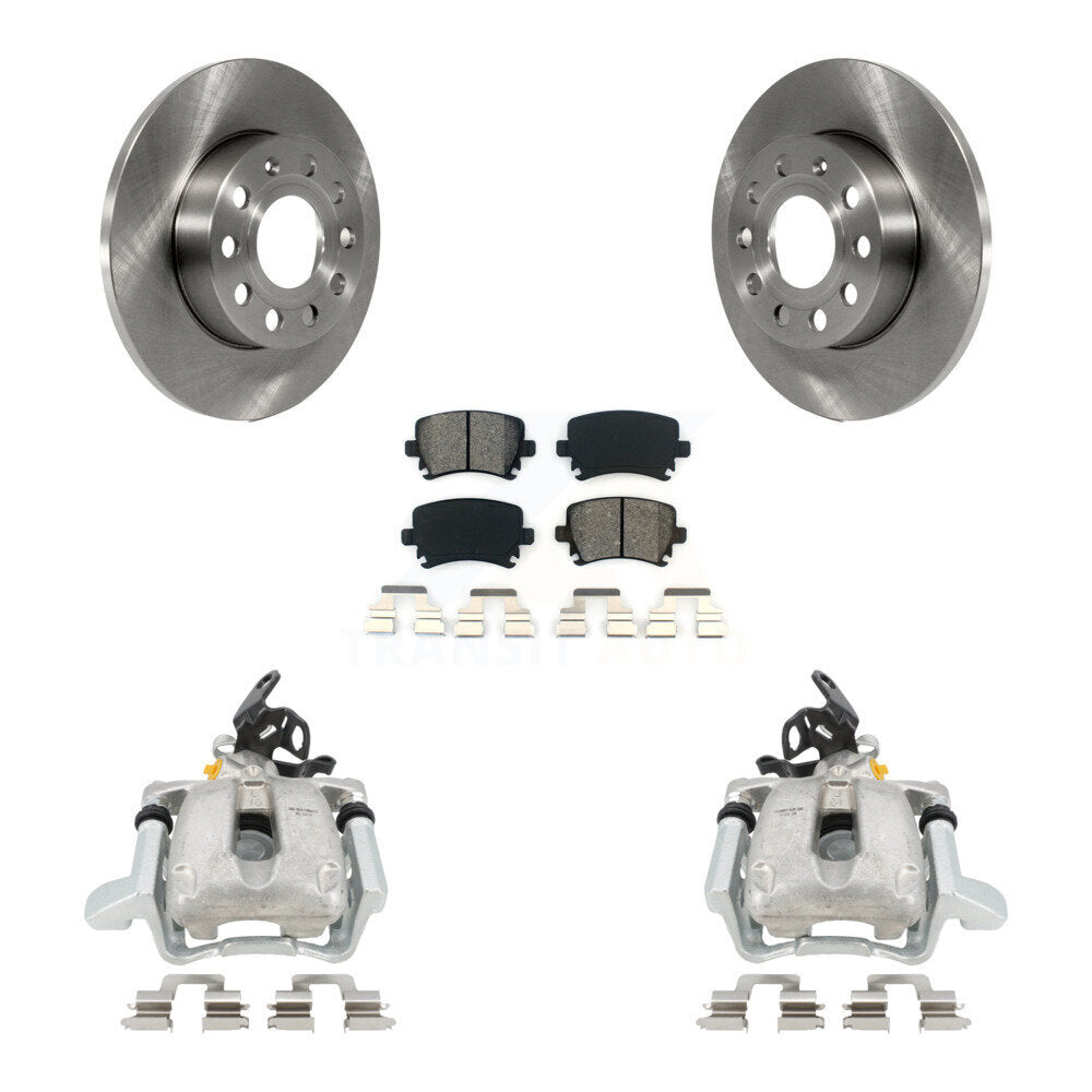 Rear Disc Brake Caliper Rotors And Semi-Metallic Pads Kit For Volkswagen Jetta With 260mm Diameter Rotor KC8-100386S by Transit Auto