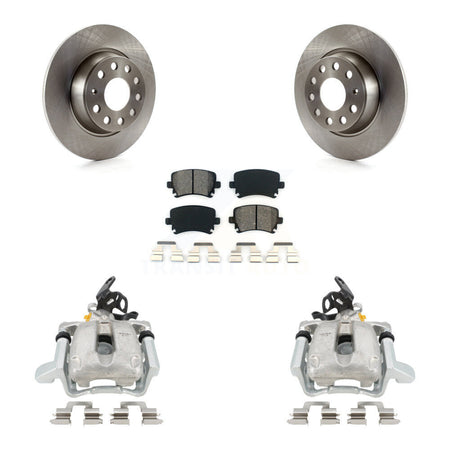 Rear Disc Brake Caliper Rotors And Semi-Metallic Pads Kit For 2009 Volkswagen Jetta GLI With 286mm Diameter Rotor KC8-100387S by Transit Auto