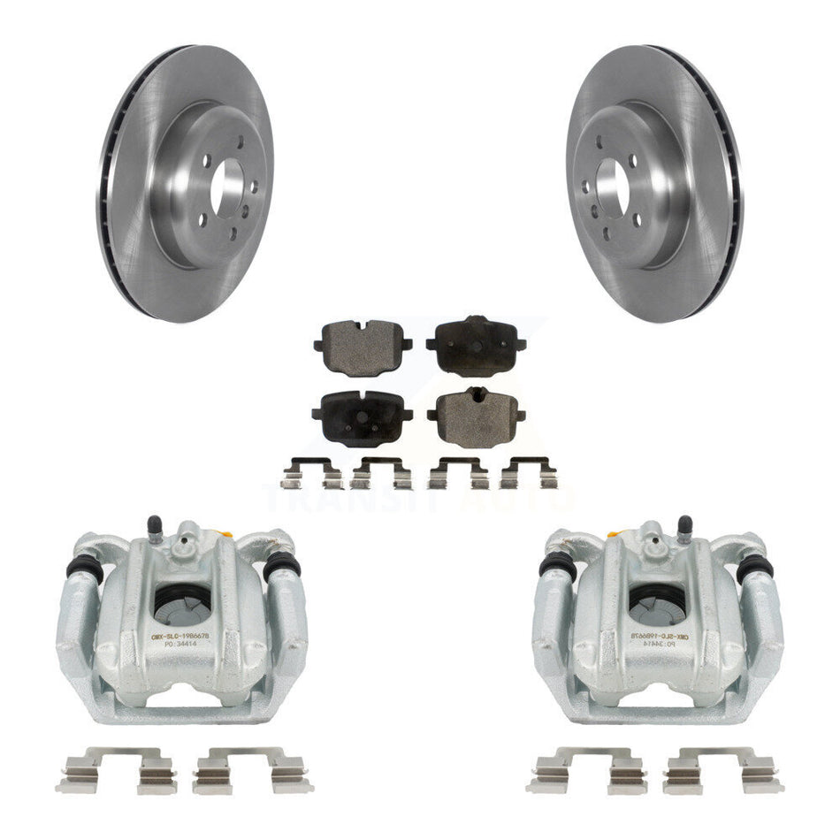 Rear Disc Brake Caliper Rotors And Semi-Metallic Pads Kit For 2011-2013 BMW 535i Sedan With 345mm Diameter Rotor KC8-100390P by Transit Auto