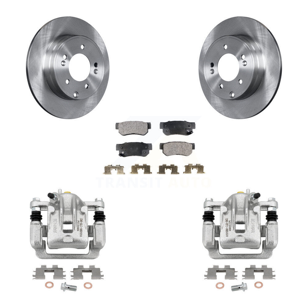 Rear Disc Brake Caliper Rotors And Semi-Metallic Pads Kit For Hyundai Sonata 3.3L KC8-100391P