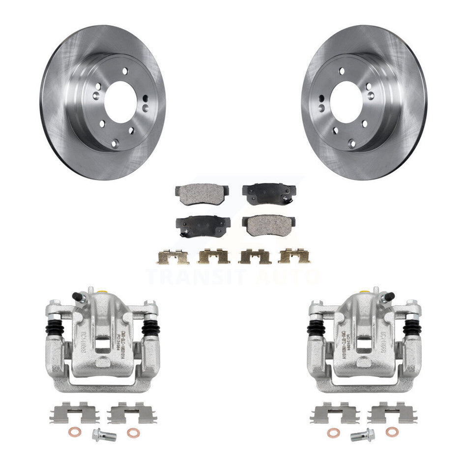 Rear Disc Brake Caliper Rotors And Semi-Metallic Pads Kit For Hyundai Sonata 3.3L KC8-100391P