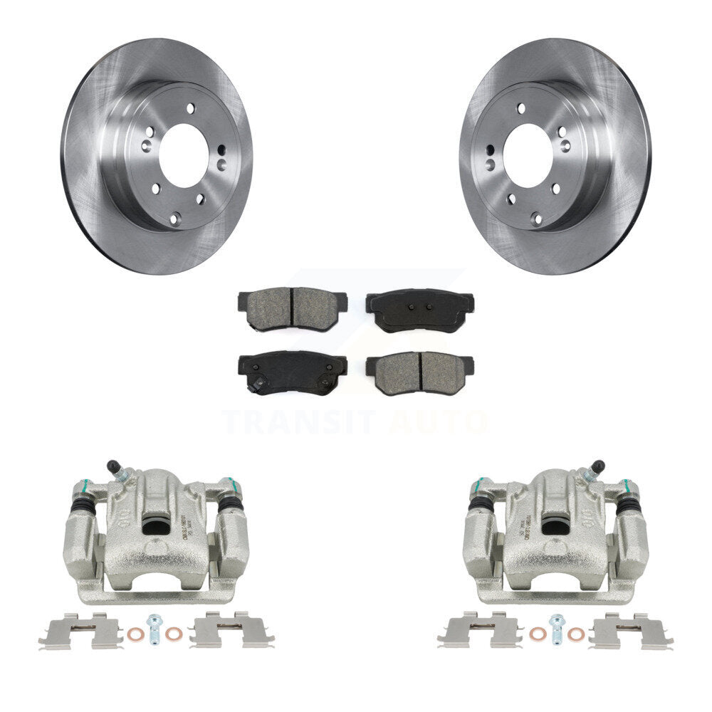 Rear Disc Brake Caliper Rotors And Semi-Metallic Pads Kit For 2006 Hyundai Sonata 3.3L To 03 06 KC8-100391S by Transit Auto