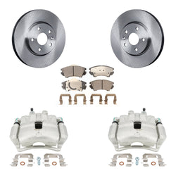 Front Disc Brake Caliper Rotors And Ceramic Pads Kit For 2010-2015 Chevrolet Camaro LT LS with 3.6L KC8-100395T