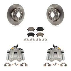 Rear Disc Brake Caliper Rotors And Ceramic Pads Kit For Volkswagen Jetta With 286mm Diameter Rotor 7th 8th Digit Of VIN Is "1K" KC8-100396C