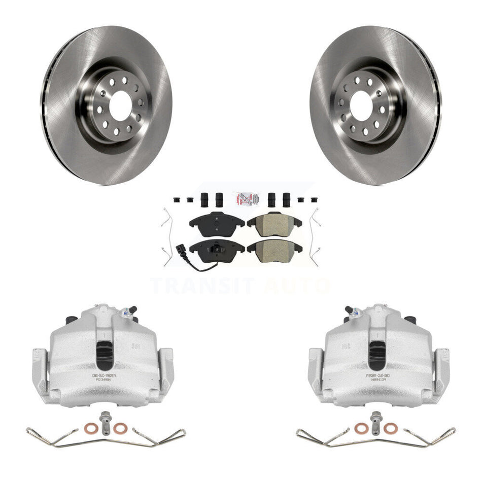 Front Disc Brake Caliper Rotors And Semi-Metallic Pads Kit For 2010 Volkswagen Golf With 345mm Diameter Rotor KC8-100396N