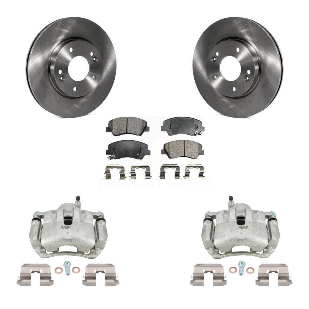 Front Brake Caliper Rotor Ceramic Pad Kit For Hyundai Elantra GT Kia Forte Veloster Koup KC8-100396T