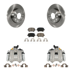 Rear Disc Brake Caliper Rotors And Ceramic Pads Kit For Volkswagen Jetta With 260mm Diameter Rotor 7th 8th Digit Of VIN Is "1K" KC8-100397C