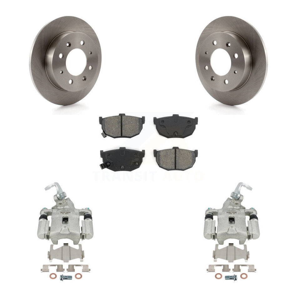 Rear Disc Brake Caliper Rotors And Semi-Metallic Pads Kit For Kia Spectra Spectra5 KC8-100398S by Transit Auto