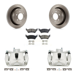 Rear Disc Brake Caliper Rotors And Semi-Metallic Pads Kit For Ford F-150 KC8-100399P