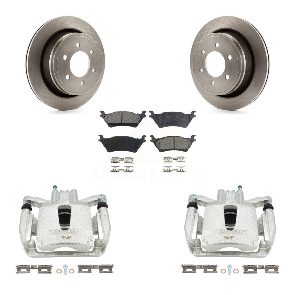 Rear Disc Brake Caliper Rotors And Semi-Metallic Pads Kit For Ford F-150 KC8-100399P by Transit Auto