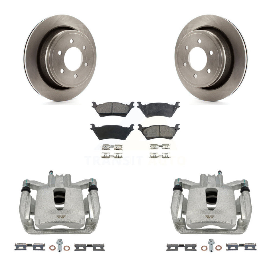 Rear Disc Brake Caliper Rotors And Semi-Metallic Pads Kit For Ford F-150 KC8-100399P