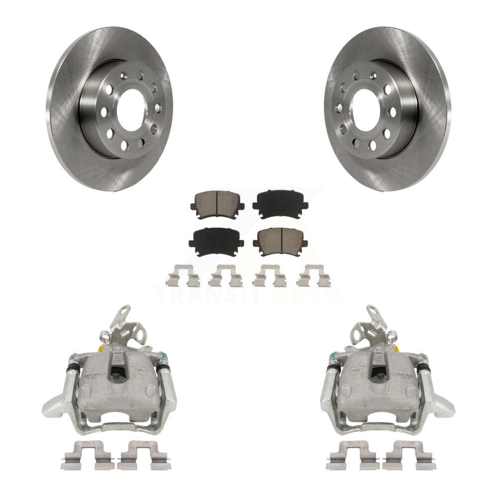 Rear Disc Brake Caliper Rotors And Ceramic Pads Kit For Volkswagen Jetta Rabbit KC8-100401C by Transit Auto