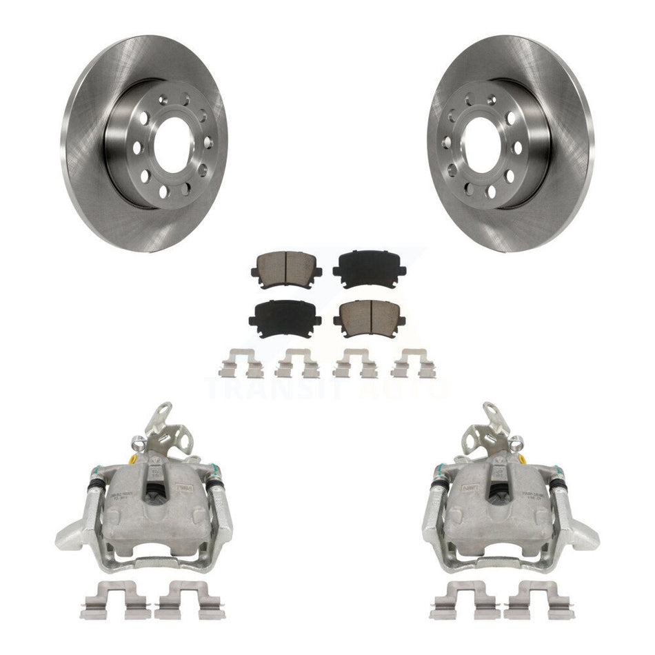 Rear Disc Brake Caliper Rotors And Ceramic Pads Kit For Volkswagen Jetta Rabbit KC8-100401C by Transit Auto