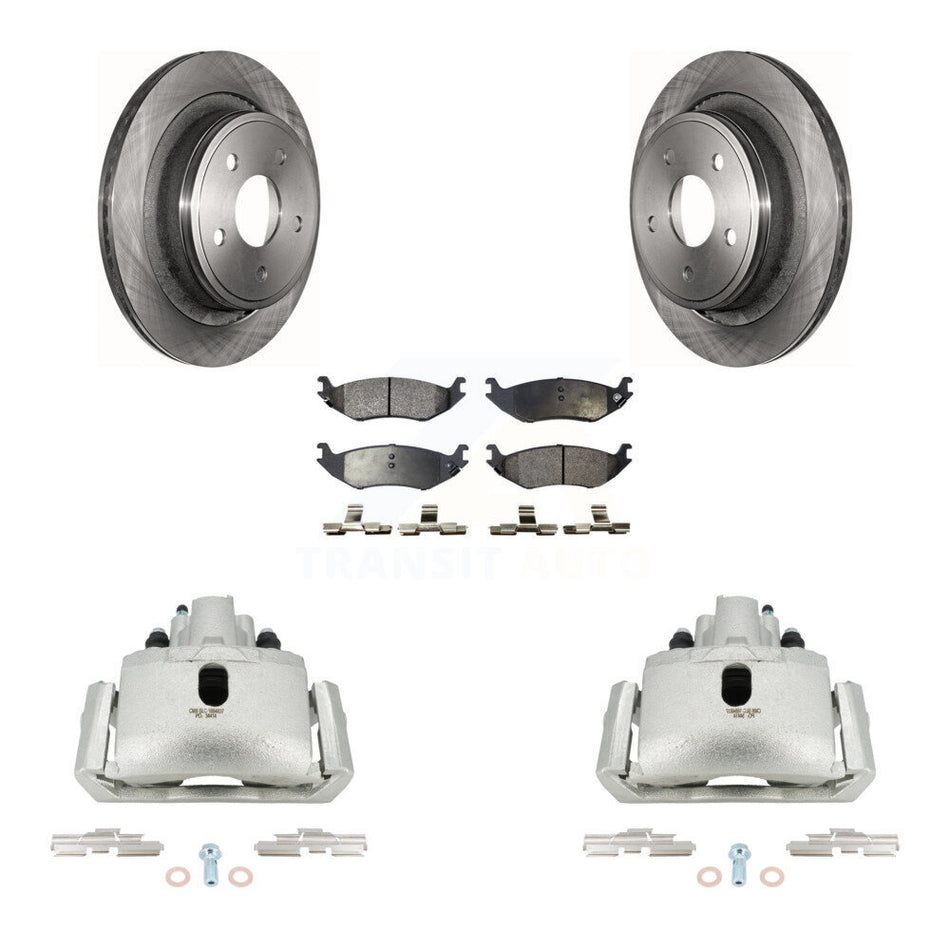 Rear Disc Brake Caliper Rotors And Semi-Metallic Pads Kit For Dodge Ram 1500 KC8-100402P