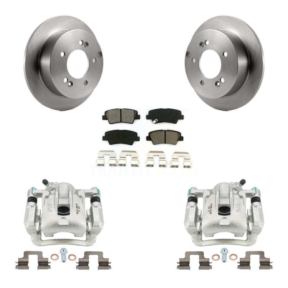 Rear Disc Brake Caliper Rotors And Semi-Metallic Pads Kit For 2009-2010 Hyundai Sonata 2.4L KC8-100403S by Transit Auto