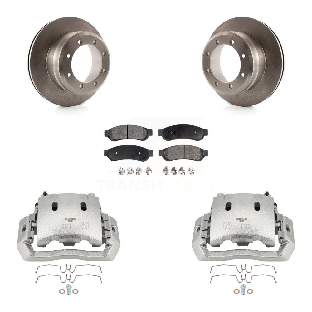 Rear Disc Brake Caliper Rotors And Semi-Metallic Pads Kit For Ford F-450 Super Duty KC8-100412P