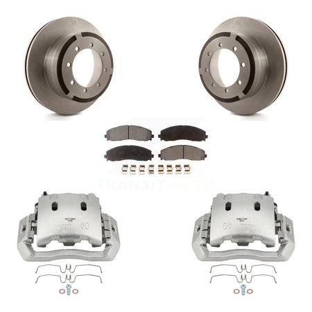 Rear Disc Brake Caliper Rotors And Semi-Metallic Pads Kit For Ford F-450 Super Duty KC8-100415P