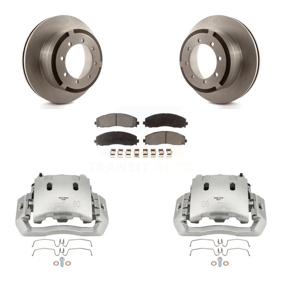 Rear Disc Brake Caliper Rotors And Semi-Metallic Pads Kit For Ford F-450 Super Duty KC8-100415P