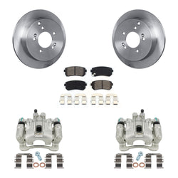 Rear Disc Brake Caliper Rotors And Semi-Metallic Pads Kit For Hyundai Tucson Kia Sportage AWD KC8-100421S