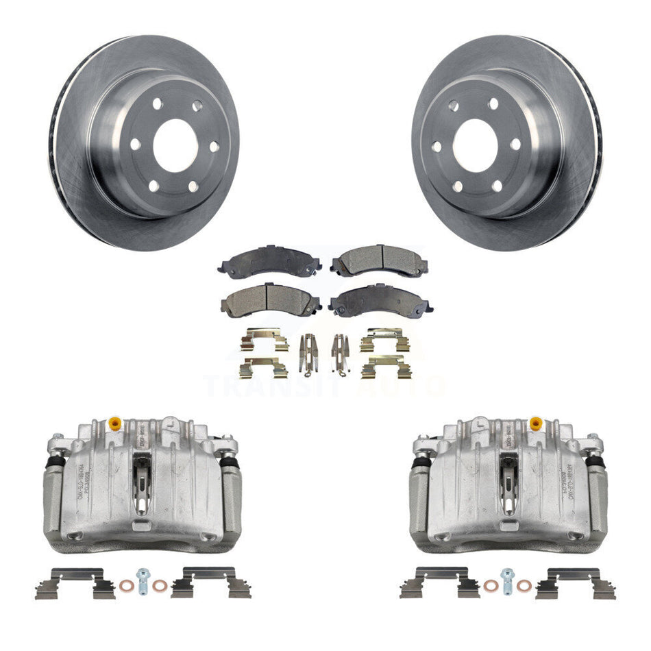 Rear Brake Caliper Rotor & Semi-Metallic Pad Kit For Chevrolet Silverado 1500 GMC Sierra KC8-100424P