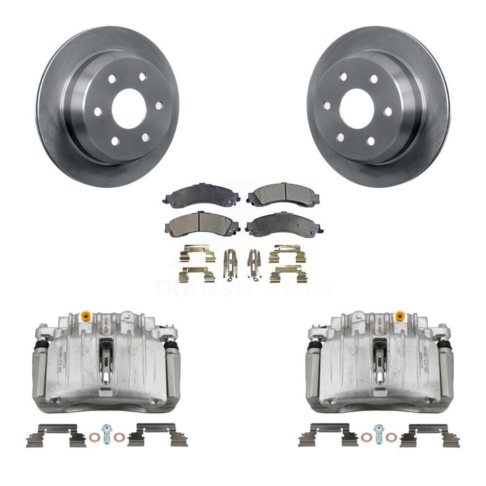Rear Disc Brake Caliper Rotor Semi-Metallic Pad Kit For 2002 Chevrolet Suburban 1500 4WD KC8-100426P