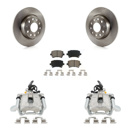 Rear Disc Brake Caliper Rotors And Ceramic Pads Kit For 2009 Volkswagen Jetta GLI With 286mm Diameter Rotor KC8-100427C by Transit Auto