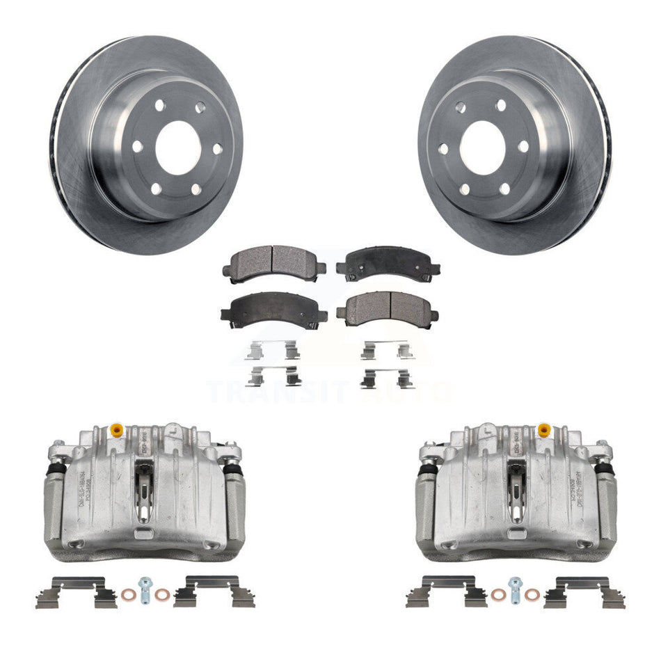 Rear Brake Caliper Rotor Semi-Metallic Pad Kit For GMC Yukon Chevrolet Tahoe XL 1500 RWD KC8-100427P