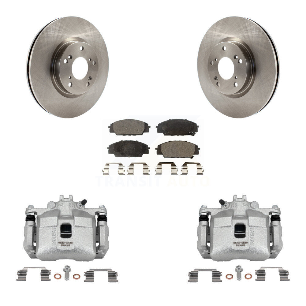 Front Disc Brake Caliper Rotors & Ceramic Pad Kit For 2006-2011 Honda Civic Si with 2.0L KC8-100427T
