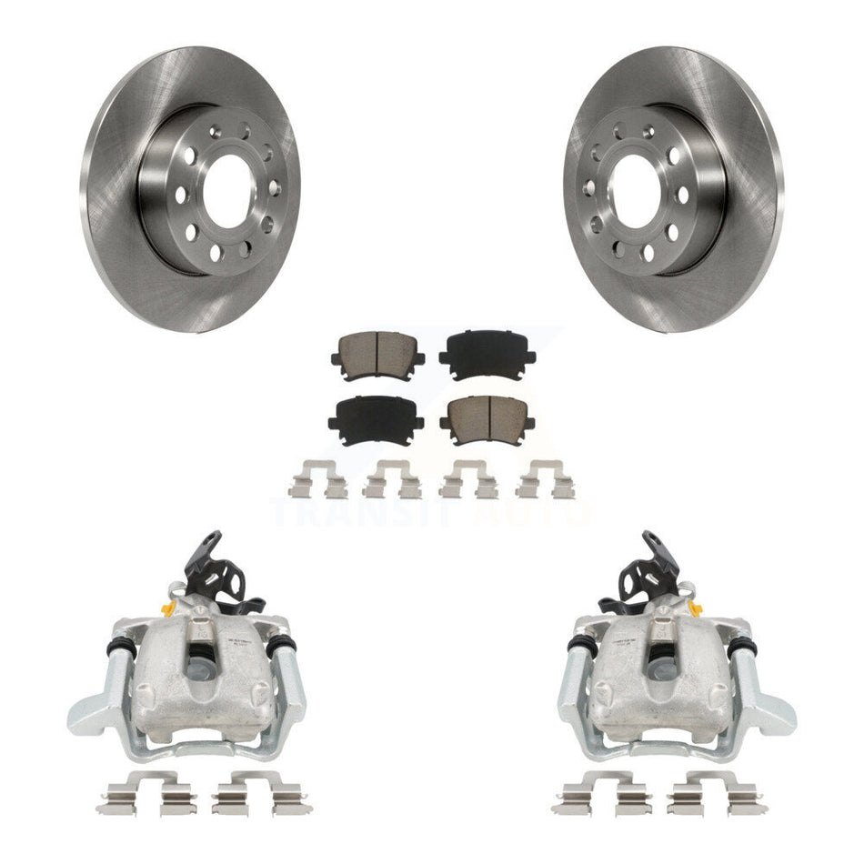 Rear Disc Brake Caliper Rotors And Ceramic Pads Kit For Volkswagen Jetta With 260mm Diameter Rotor KC8-100428C by Transit Auto