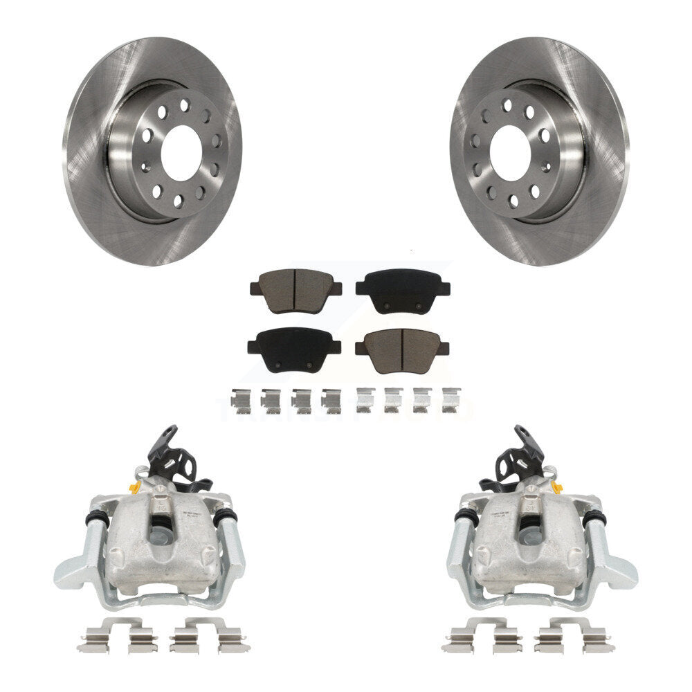 Rear Disc Brake Caliper Rotors And Ceramic Pads Kit For 2010 Volkswagen Jetta TDI Cup Edition with 2.0L DIESEL engine With 272mm Diameter Rotor KC8-100429C by Transit Auto