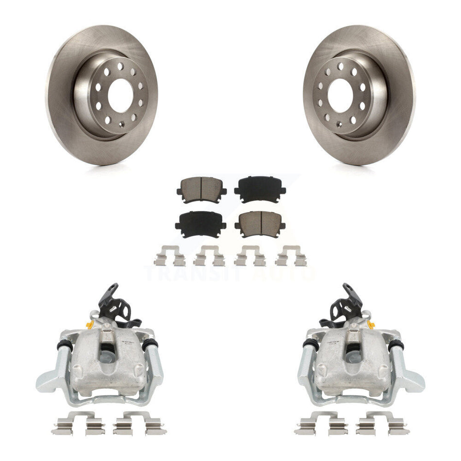 Rear Disc Brake Caliper Rotors And Ceramic Pads Kit For 2010 Volkswagen Jetta TDI Cup Edition with 2.0L DIESEL engine With 282mm Diameter Rotor KC8-100430C by Transit Auto