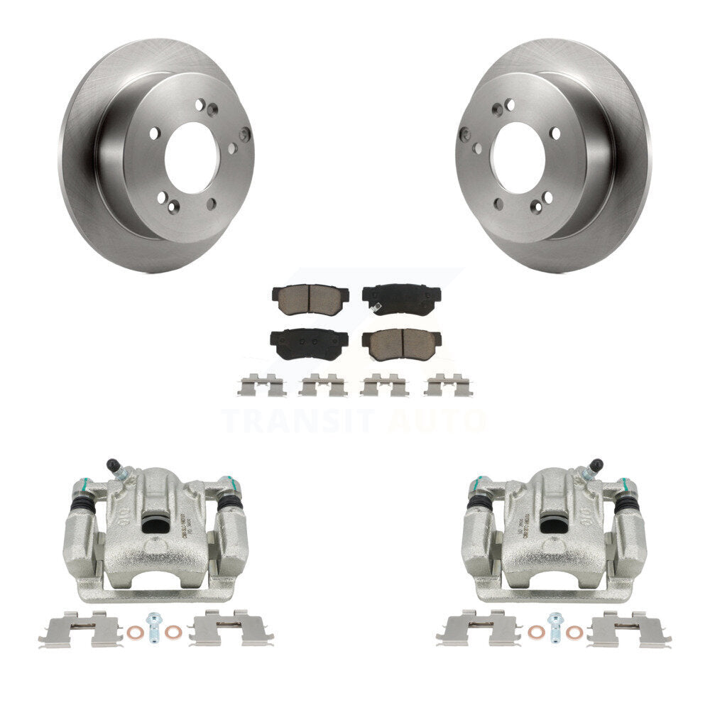 Rear Disc Brake Caliper Rotors And Ceramic Pads Kit For Hyundai Sonata Kia Optima Magentis KC8-100432C by Transit Auto