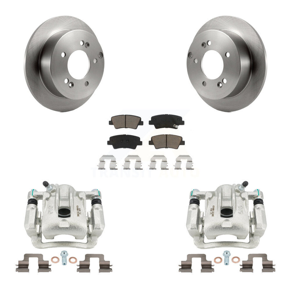 Rear Disc Brake Caliper Rotors And Ceramic Pads Kit For 2009-2010 Hyundai Sonata 2.4L KC8-100433C