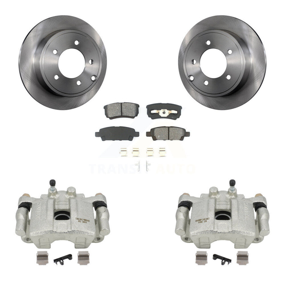 Rear Disc Brake Caliper Rotors And Semi-Metallic Pads Kit For 2008-2009 Dodge Caliber R T SXT With Casting # 3503 KC8-100439S