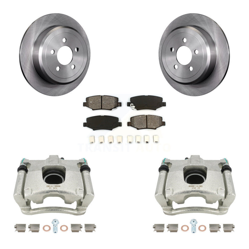 Rear Disc Brake Caliper Rotors And Semi-Metallic Pads Kit For Jeep Liberty Dodge Nitro KC8-100441S by Transit Auto